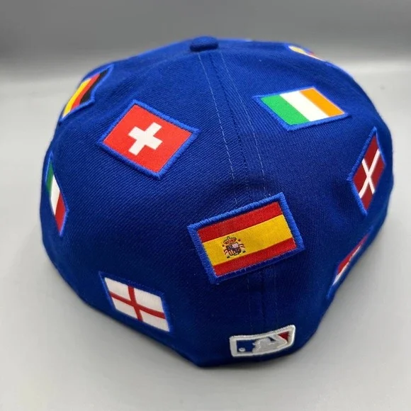 Chicago Cubs Hat Men 7 5/8 Blue All Over Flag 59Fifty New Era Fitted Cap - Picture 4 of 7